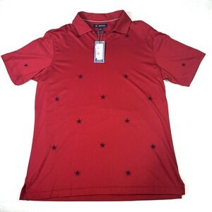 Cremieux Polo Shirt Large Red Performance Stretch Stars 4th of July‎ NWT $85